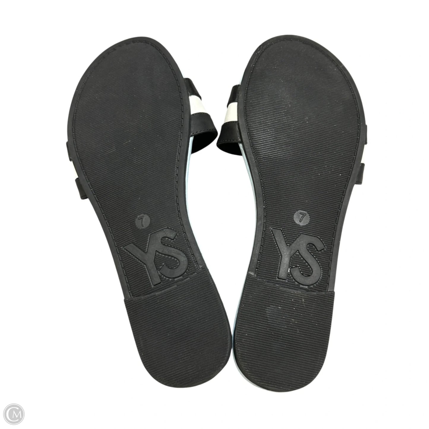 Sandals Flip Flops By Yosi Samra In Black & White, Size: 7