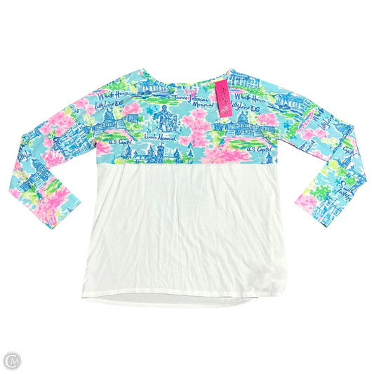 Top Long Sleeve Designer By Lilly Pulitzer In Blue & White, Size: M