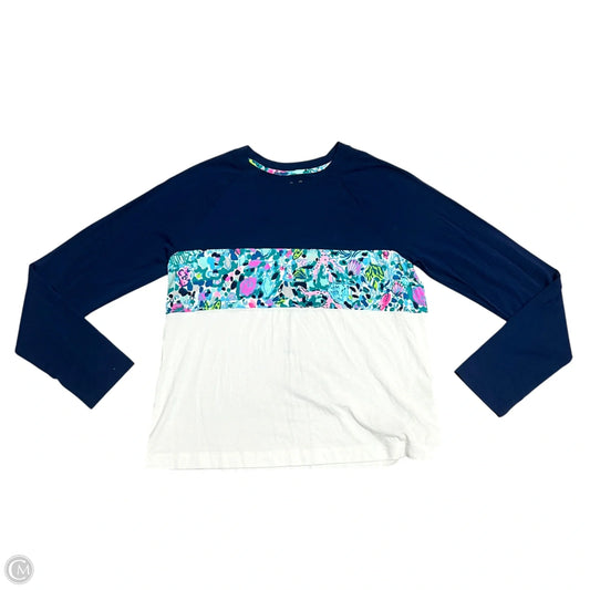 Top Long Sleeve Designer By Lilly Pulitzer In Blue & White, Size: S