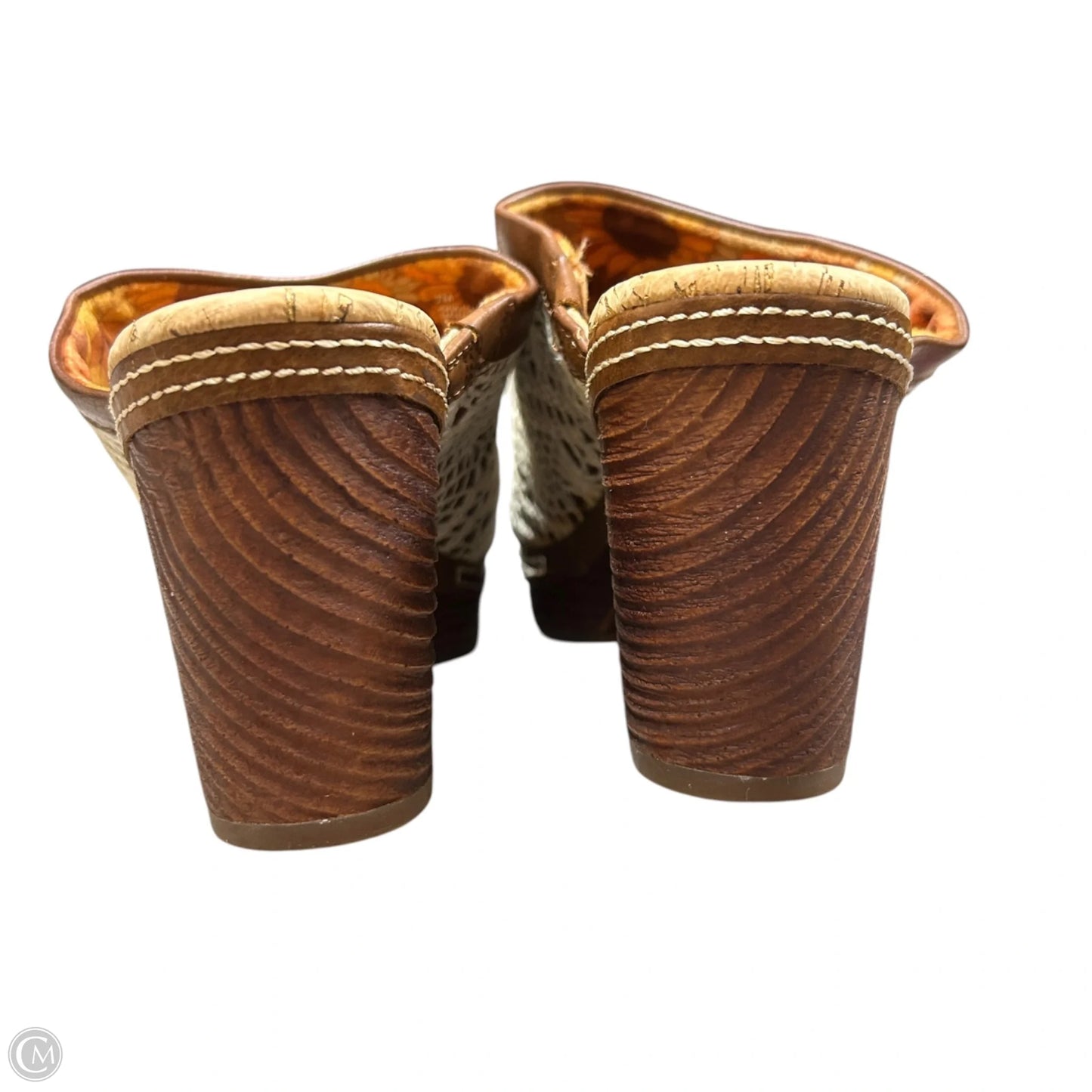 Shoes Heels Block By Korks In Brown & Cream, Size: 7