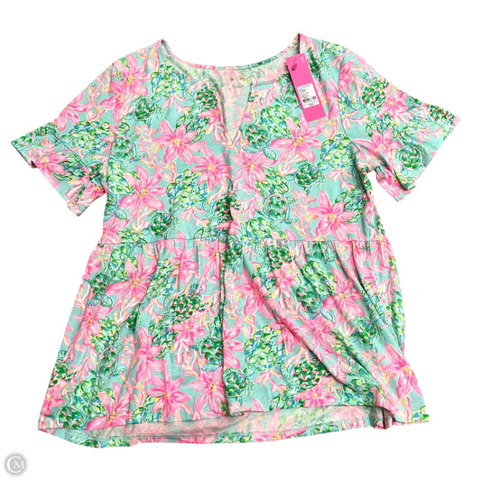 Top Short Sleeve Designer By Lilly Pulitzer In Multi-colored, Size: L