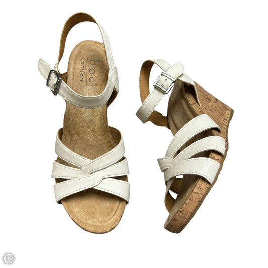 Sandals Heels Wedge By B.O.C In White, Size: 9