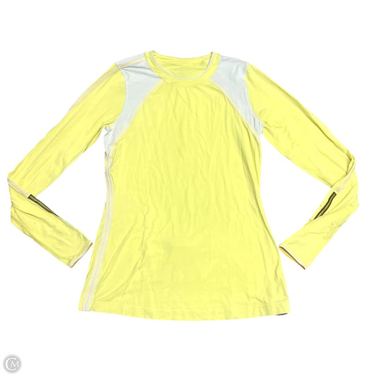 Athletic Top Long Sleeve Crewneck By Lululemon In White & Yellow, Size: M