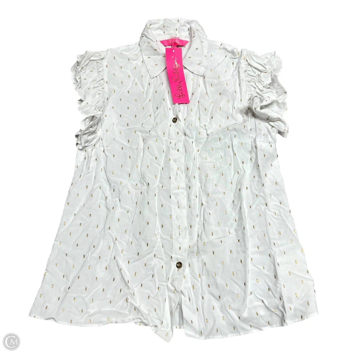 Top Sleeveless Designer By Lilly Pulitzer In Gold & White, Size: Xs
