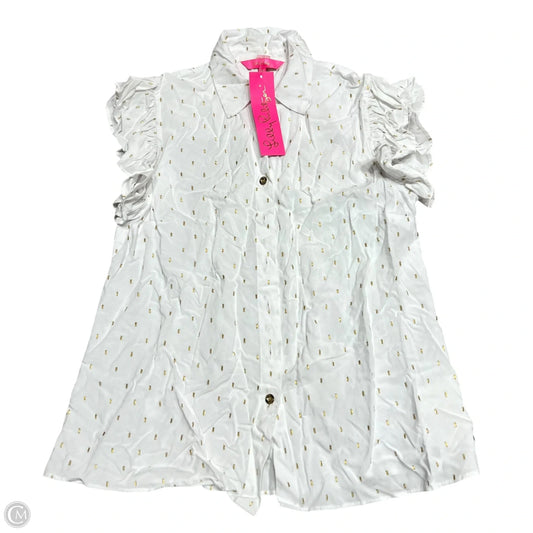 Top Sleeveless Designer By Lilly Pulitzer In Gold & White, Size: Xs