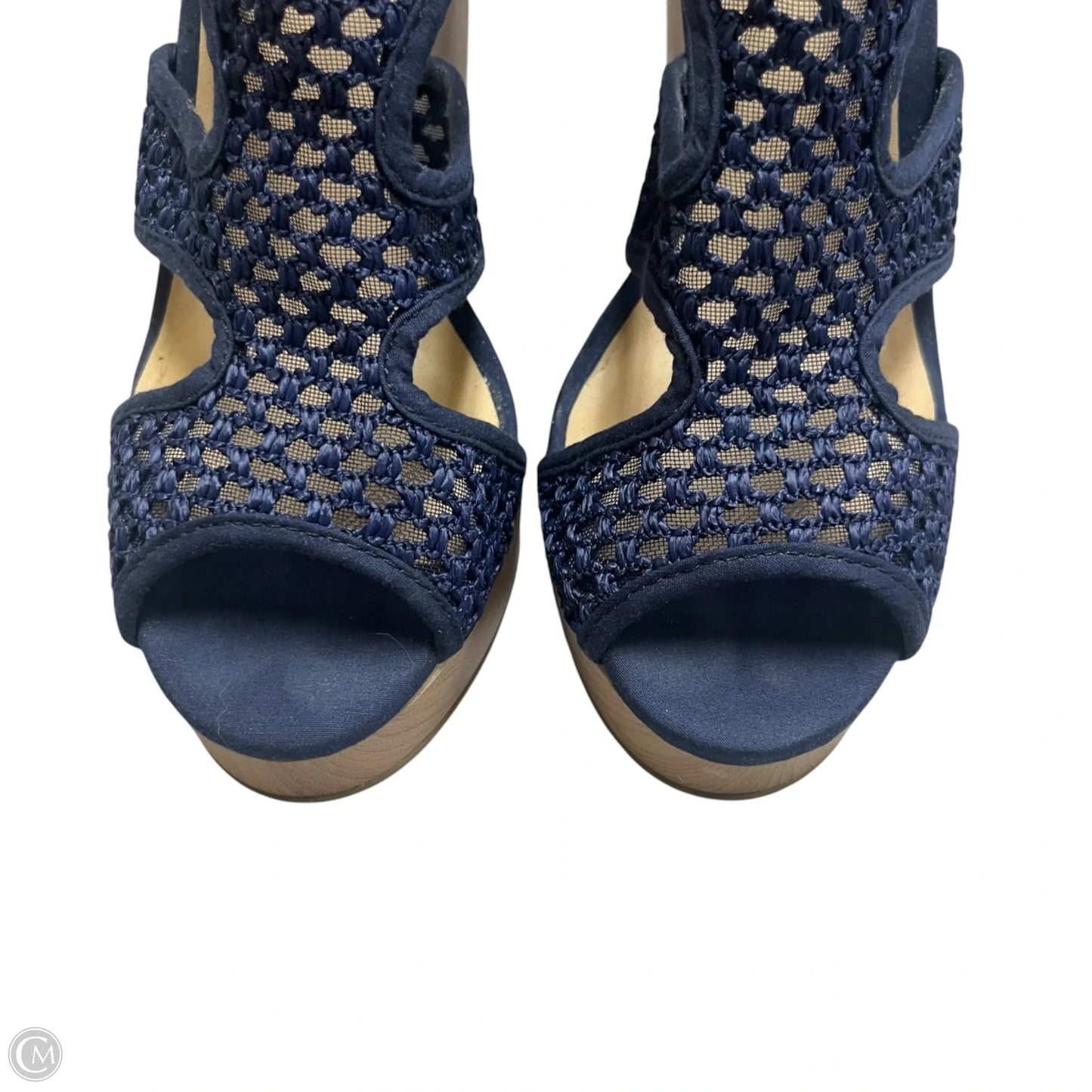 Sandals Heels Wedge By Lucky Brand In Blue & Tan, Size: 7.5