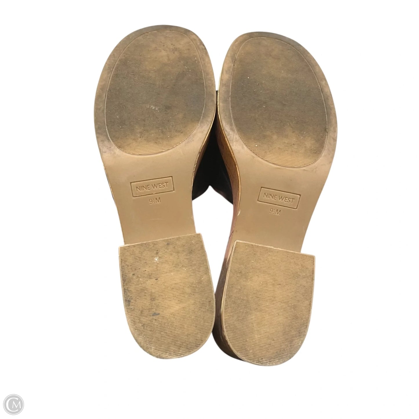 Sandals Heels Block By Nine West In Black & Tan, Size: 9.5