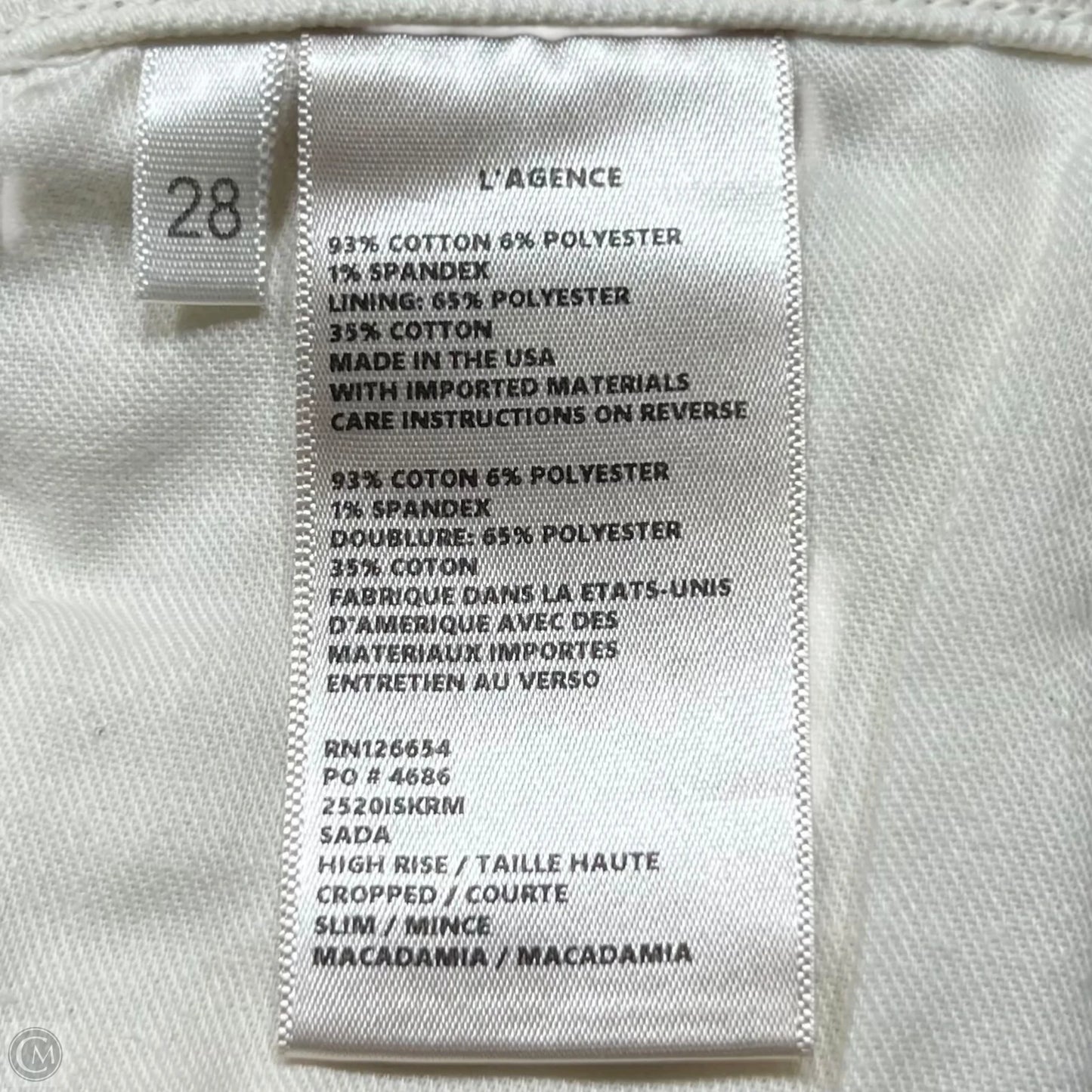 Jeans Straight By Lagence In Cream, Size: 6
