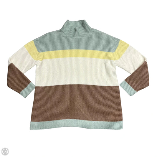 Sweater By Ann Taylor In Green & Yellow, Size: L