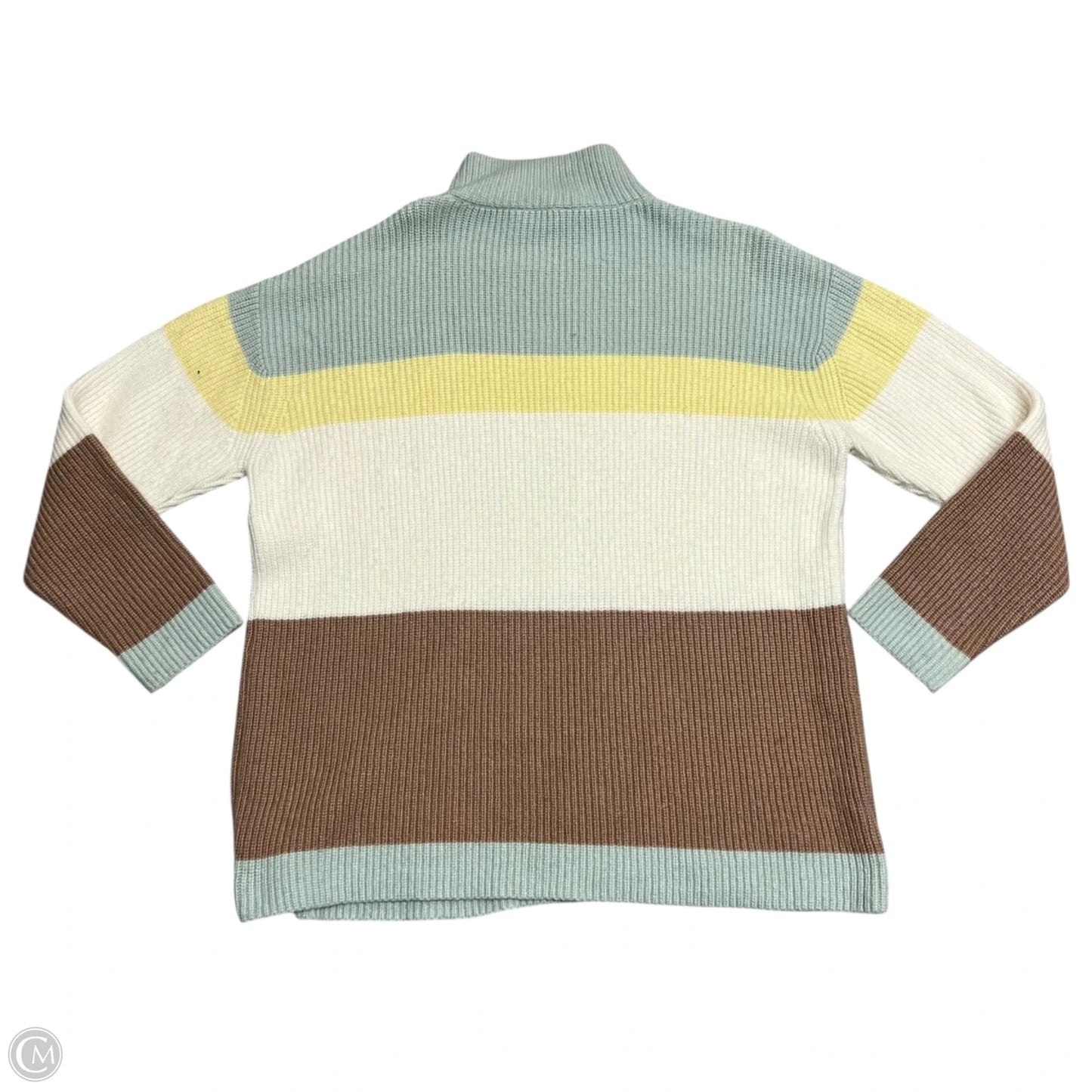 Sweater By Ann Taylor In Green & Yellow, Size: L