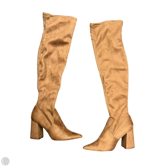 Boots Knee Heels In Brown, Size: 8