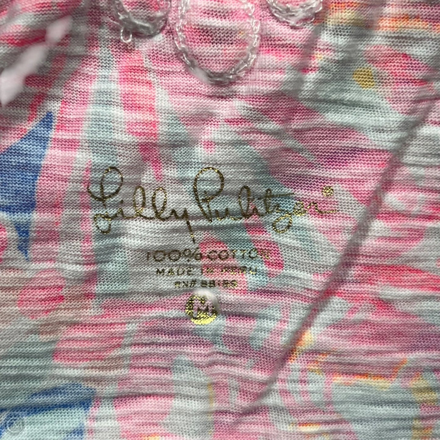 Top Long Sleeve Designer By Lilly Pulitzer In Blue & Pink, Size: M