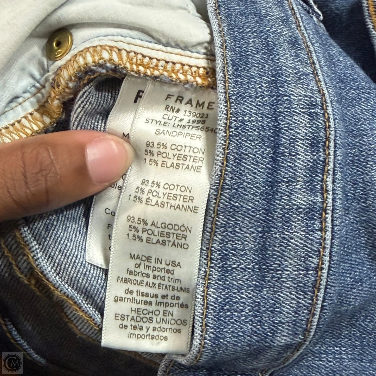 Jeans Straight By Frame In Blue Denim, Size: 8