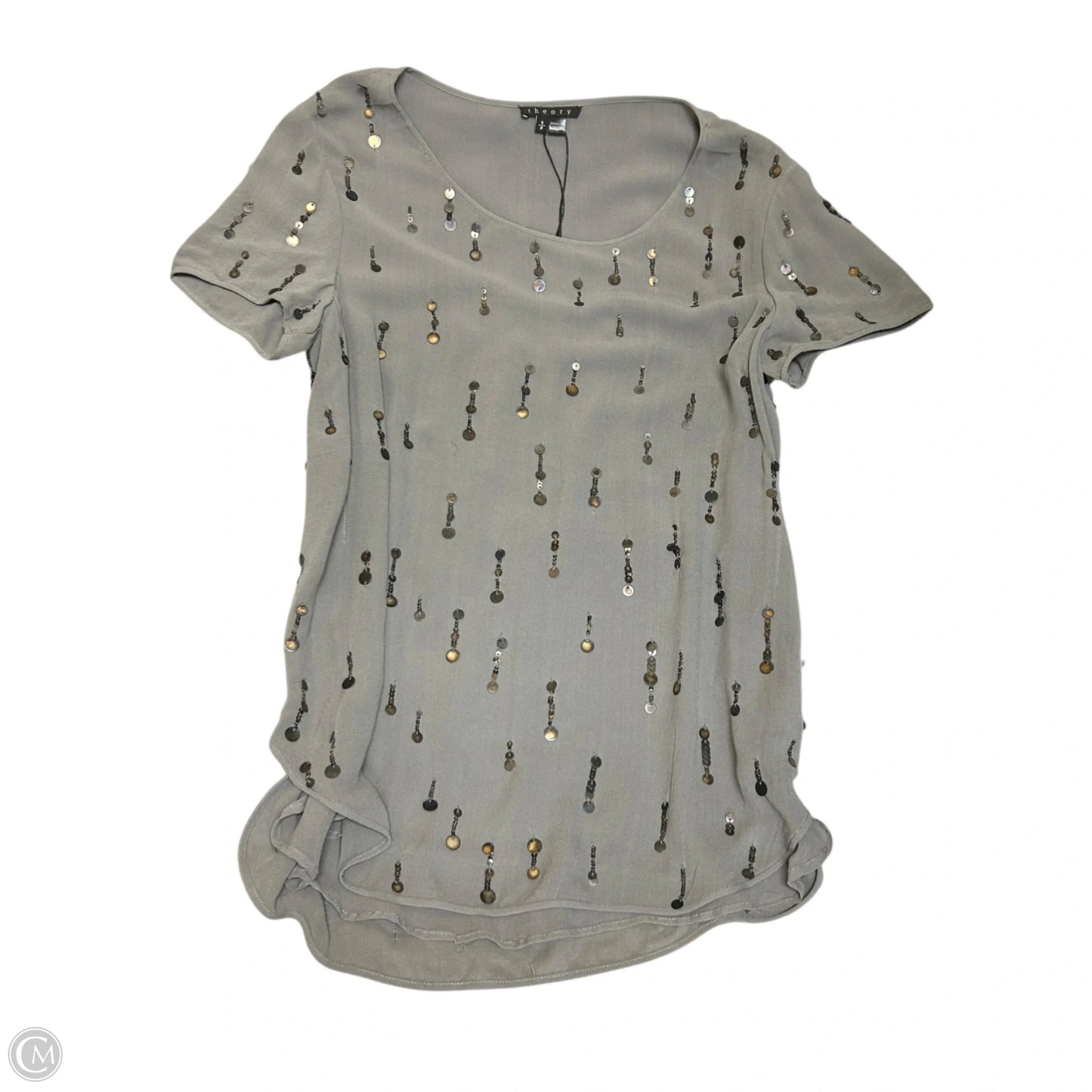 Top Short Sleeve By Theory In Grey, Size: S