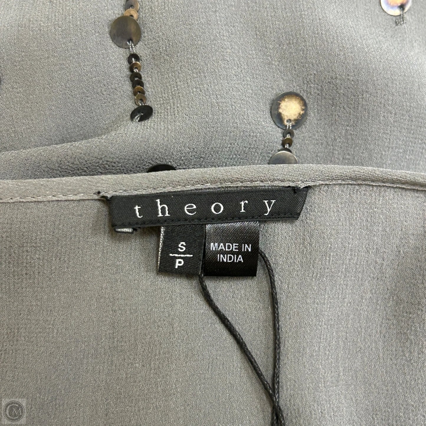 Top Short Sleeve By Theory In Grey, Size: S