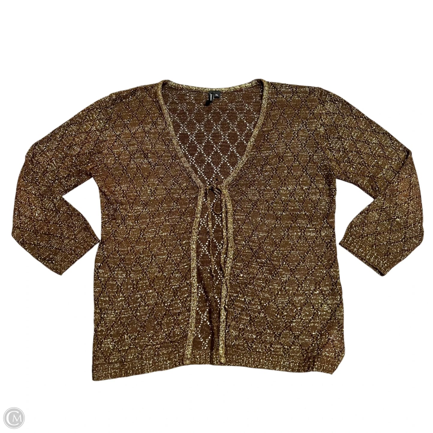 Cardigan By Jason Maxwell In Brown & Gold, Size: Xl