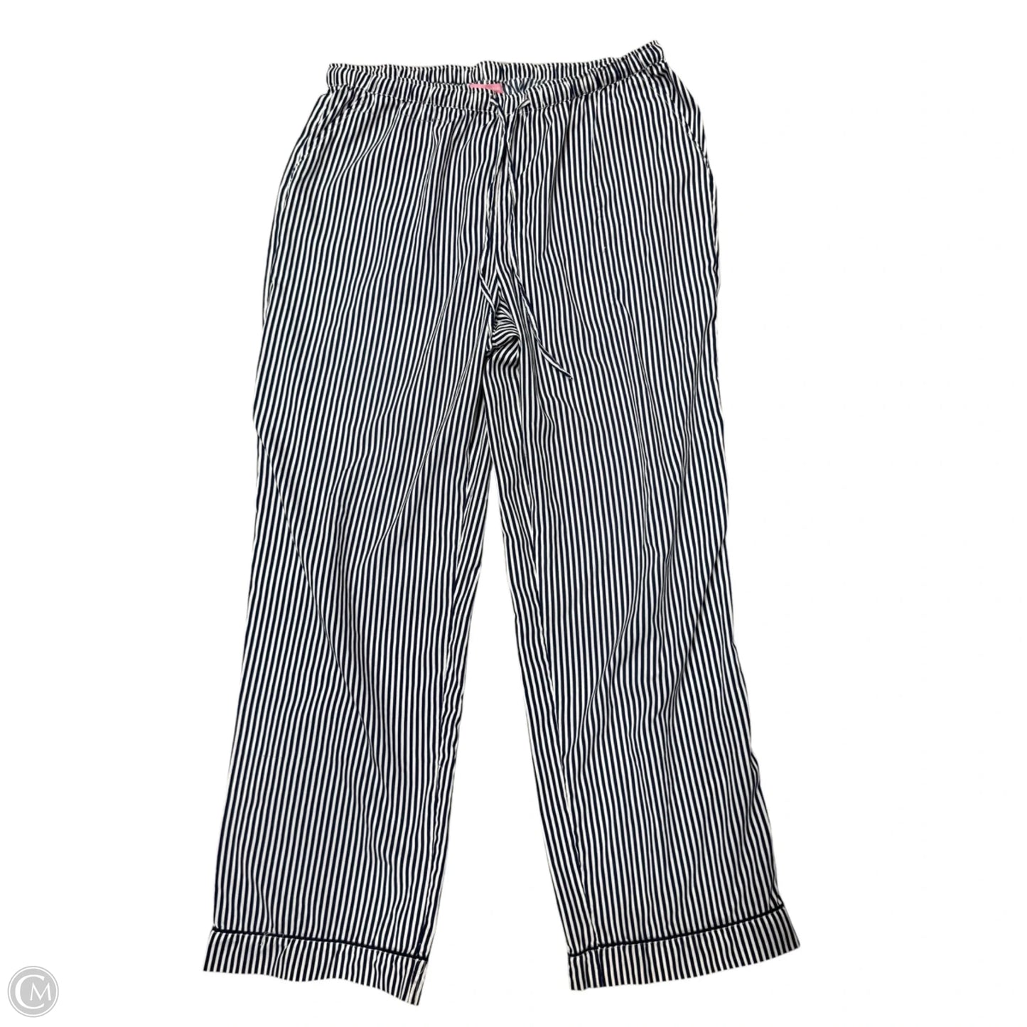 Pajama Pants By Isaac Mizrahi In Blue & White, Size: L