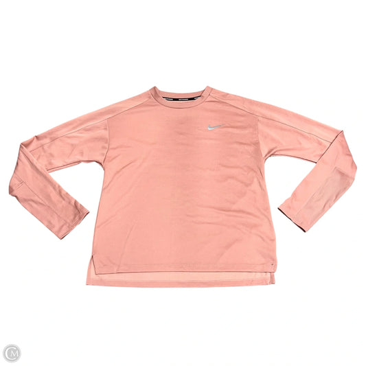 Athletic Top Long Sleeve Collar By Nike In Pink, Size: M