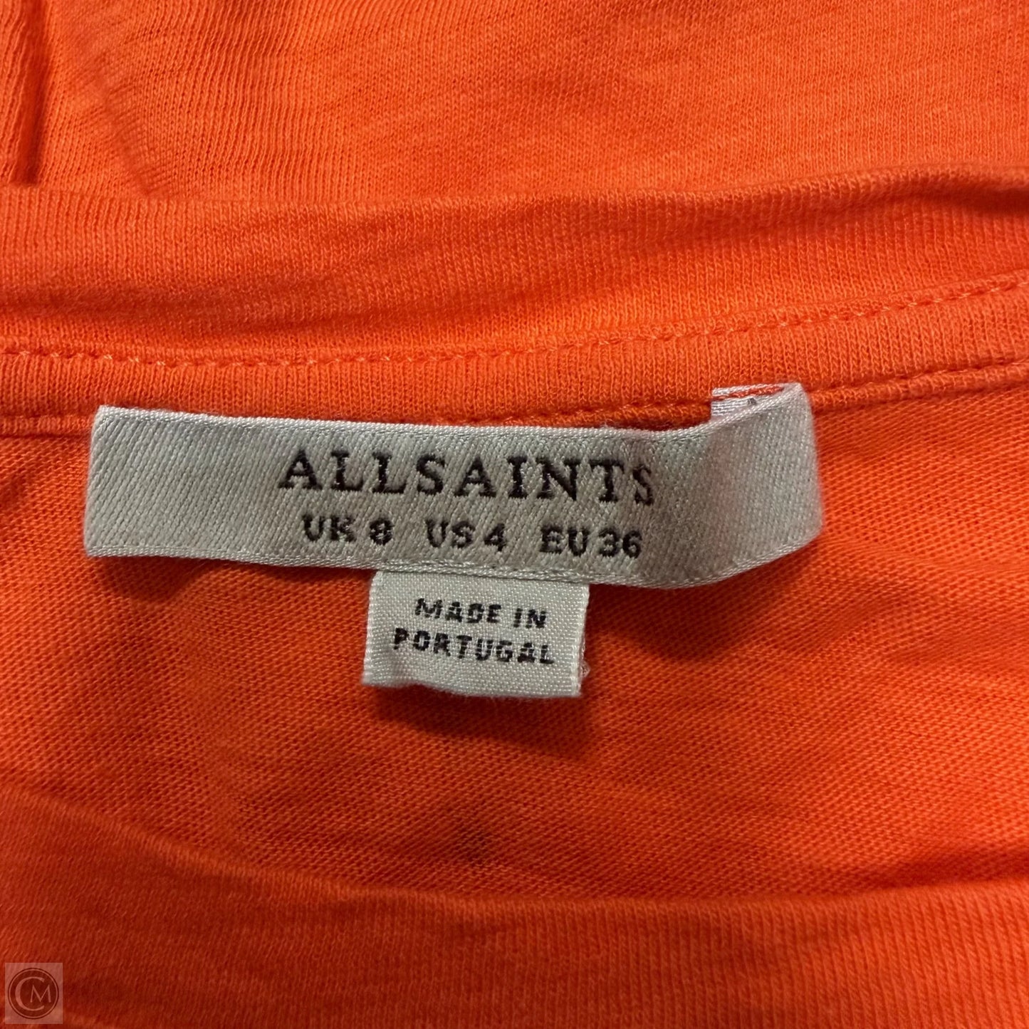 Top Short Sleeve Designer By All Saints In Orange, Size: S