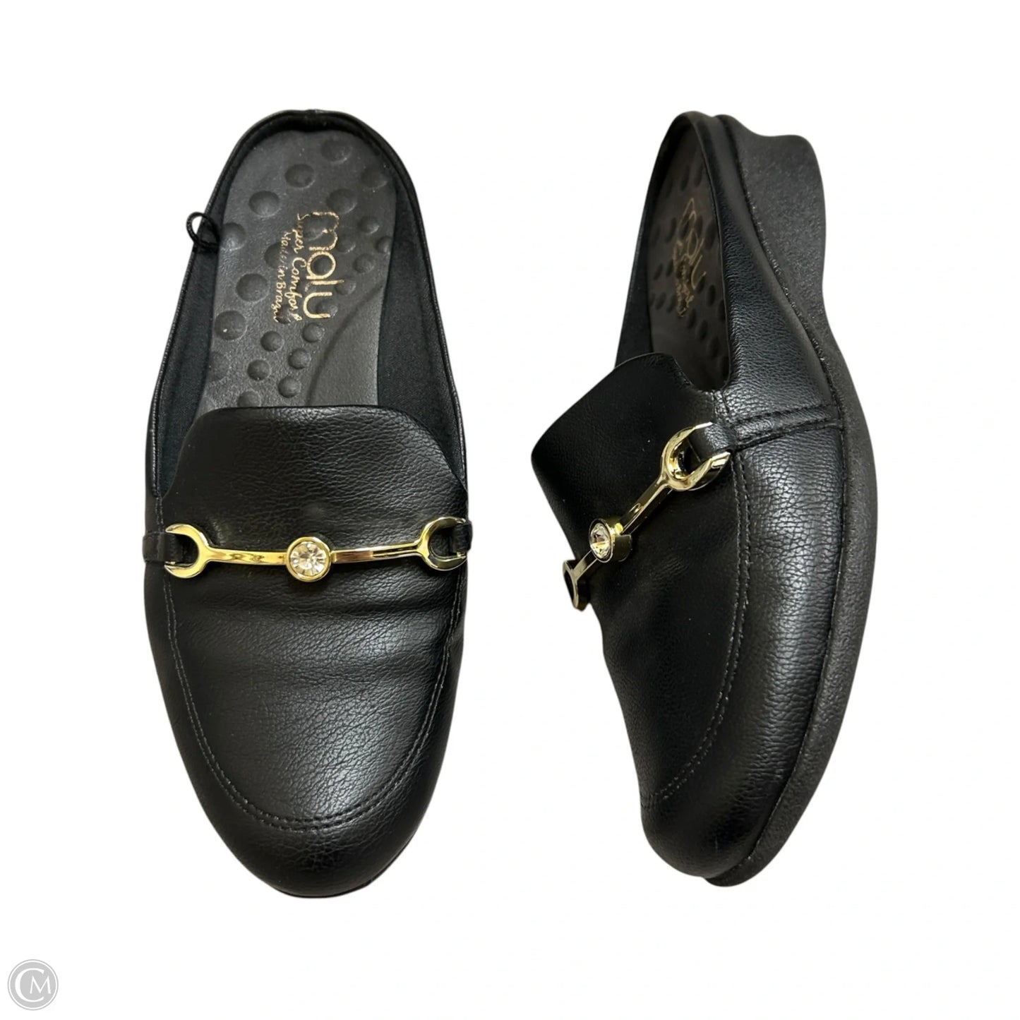 Shoes Heels Wedge By Malu In Black & Gold, Size: 7