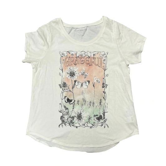 Top Short Sleeve By Lucky Brand In Cream, Size: L