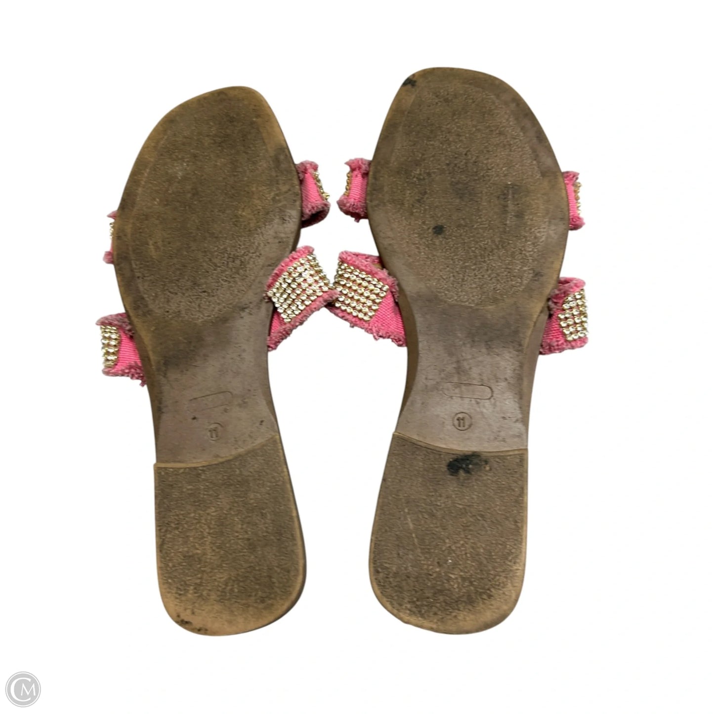 Sandals Flats In Brown & Pink, Size: 11