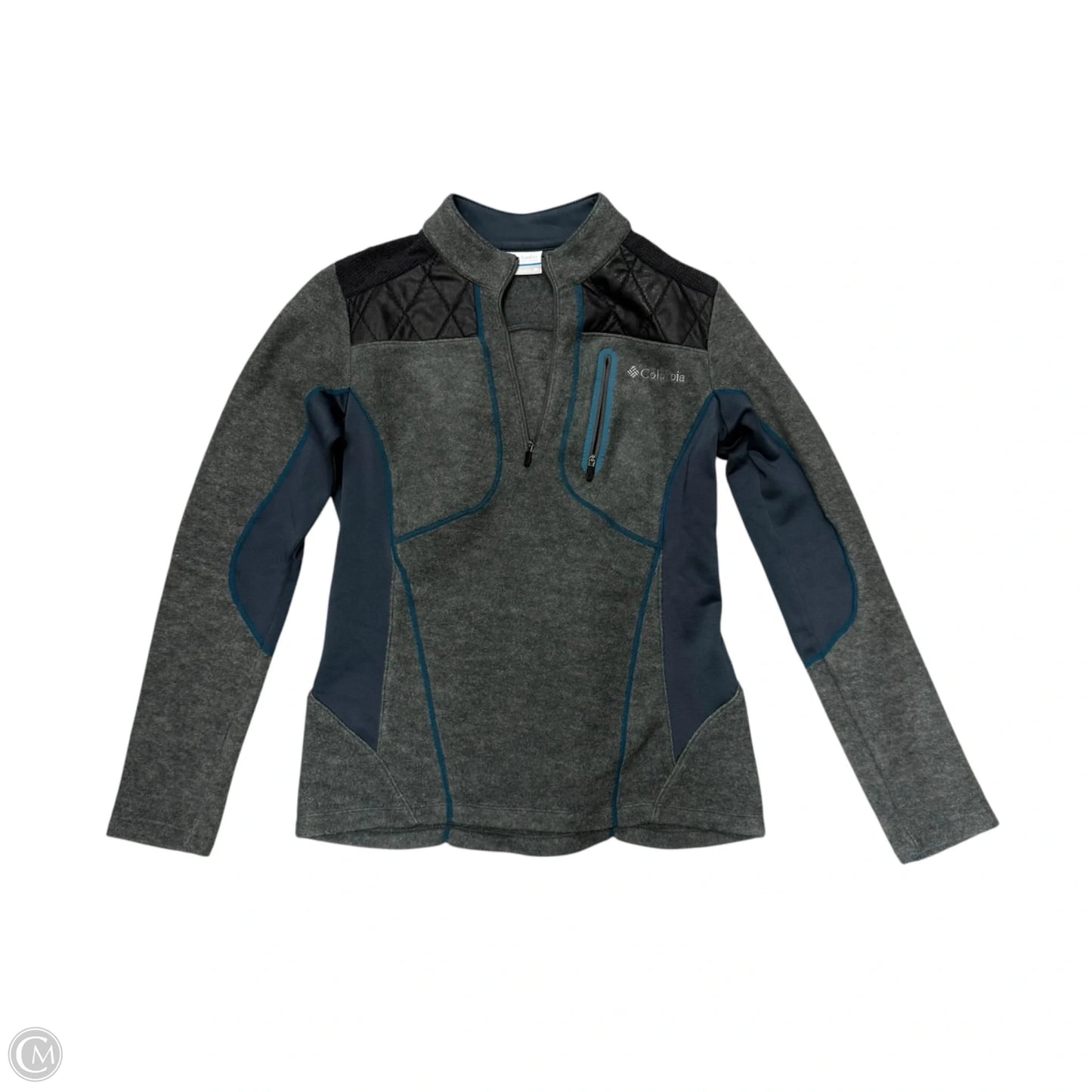 Athletic Top Long Sleeve Collar By Columbia In Grey, Size: M