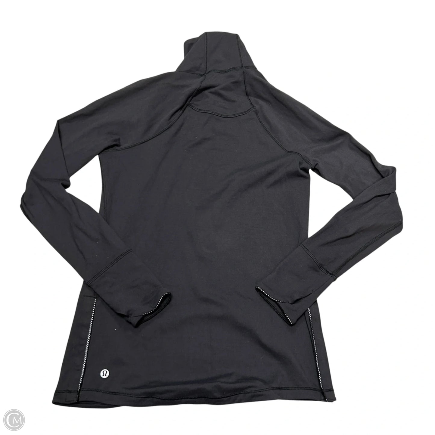 Athletic Top Long Sleeve Collar By Lululemon In Black, Size: S