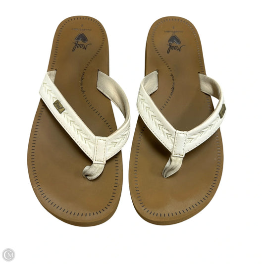 Sandals Flip Flops By Reef In Brown & White, Size: 9
