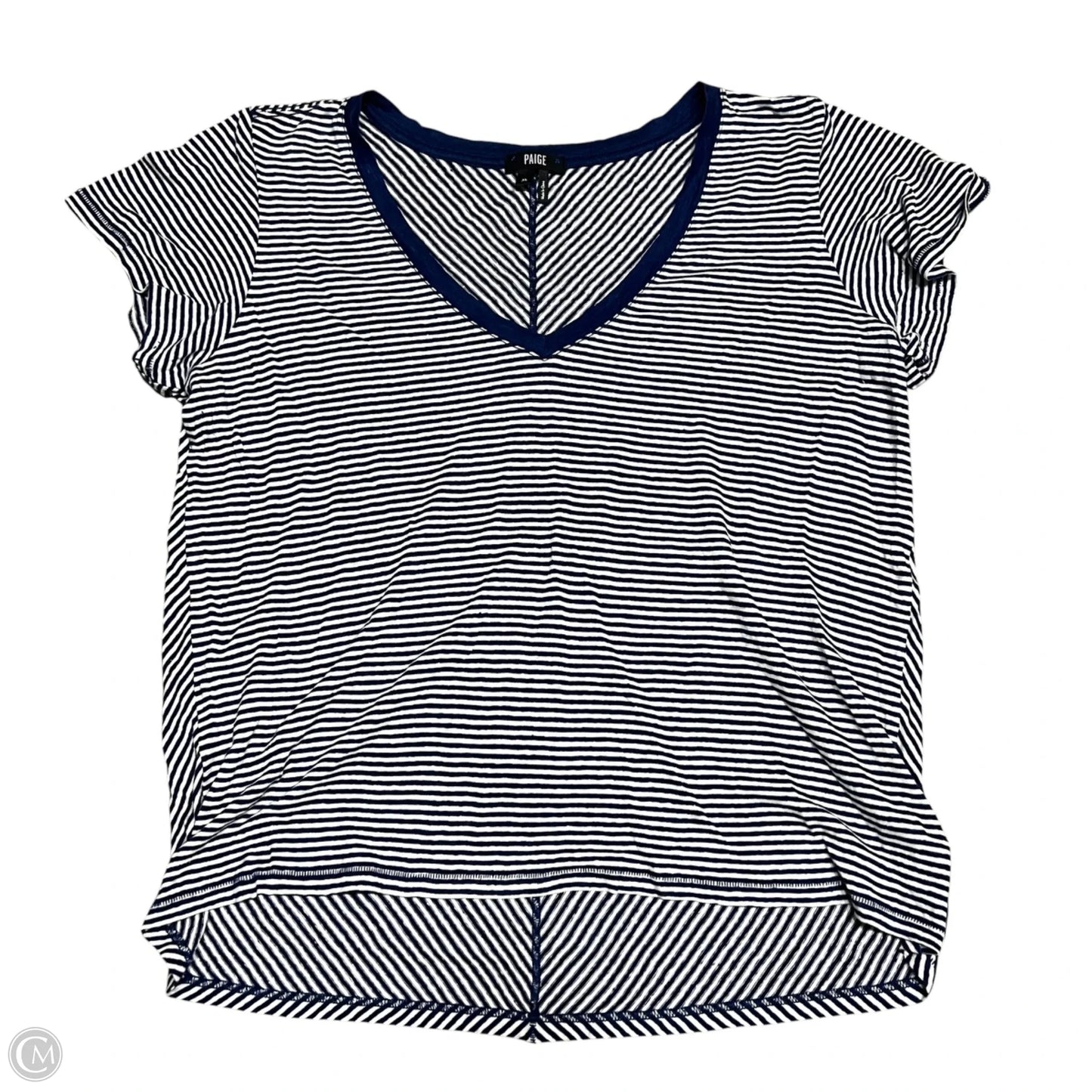 Top Short Sleeve Basic By Paige In Blue & White, Size: Xl