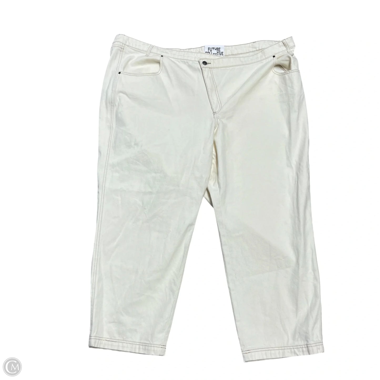 Jeans Straight By Future Collective In Cream Denim, Size: 24