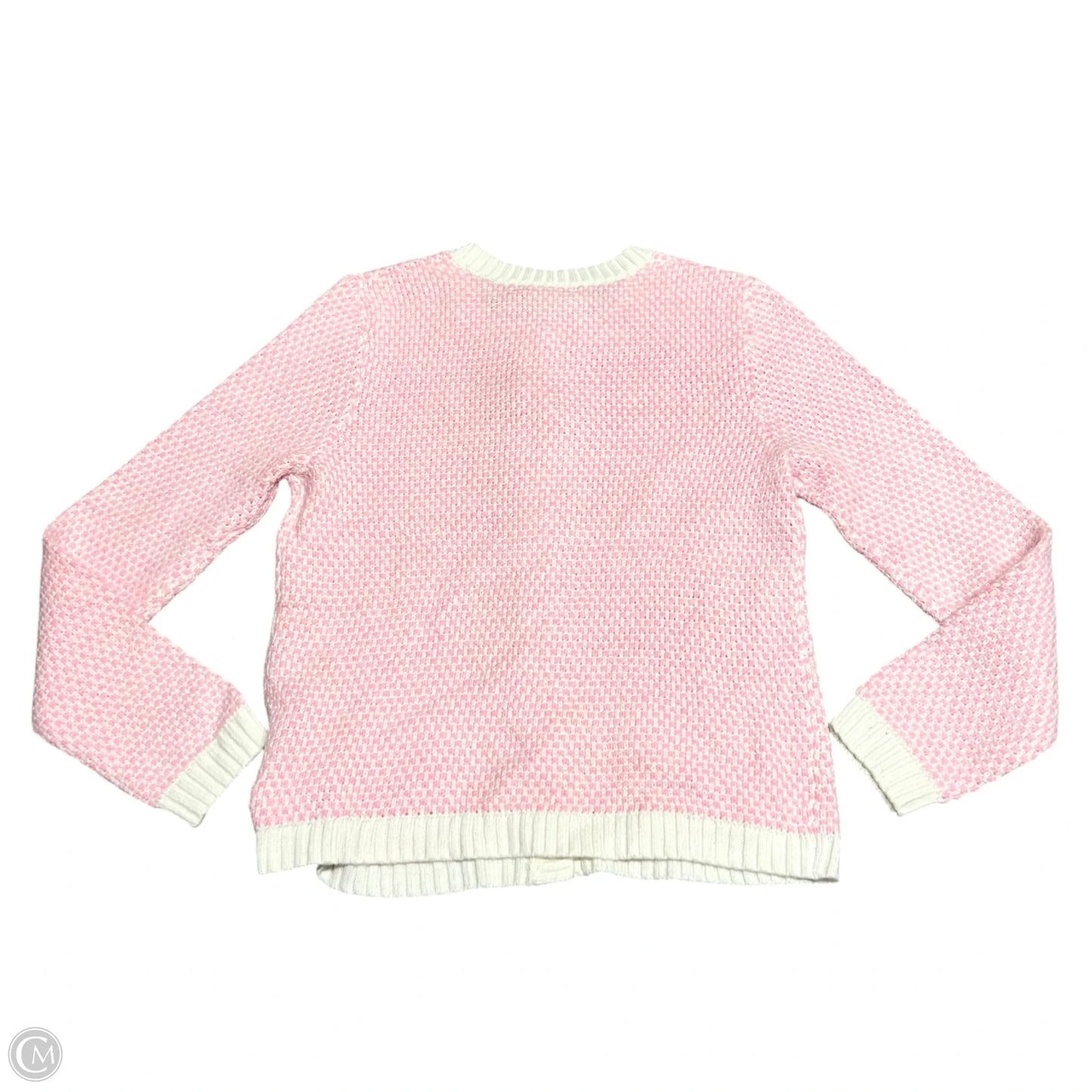 Sweater Cardigan Designer By Lilly Pulitzer In Pink & White, Size: M