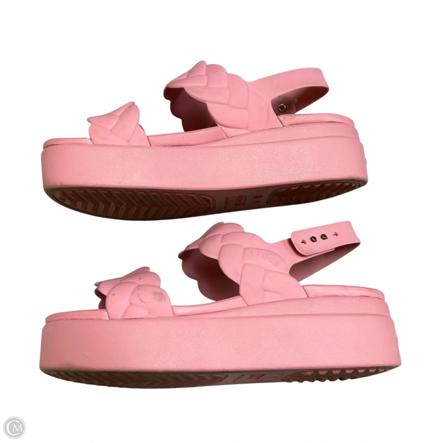 Sandals Flats By Crocs In Pink, Size: 8