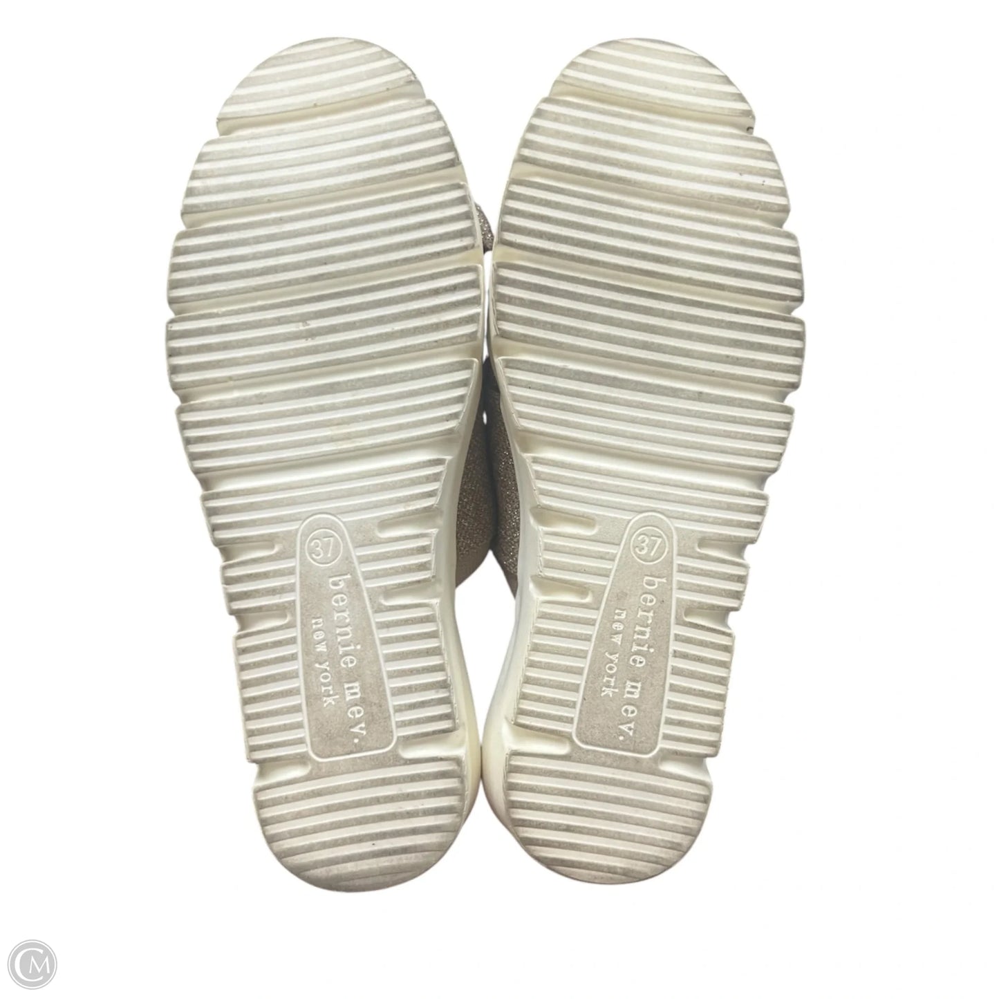 Sandals Heels Wedge By Bernie Mev In Tan & White, Size: 6.5