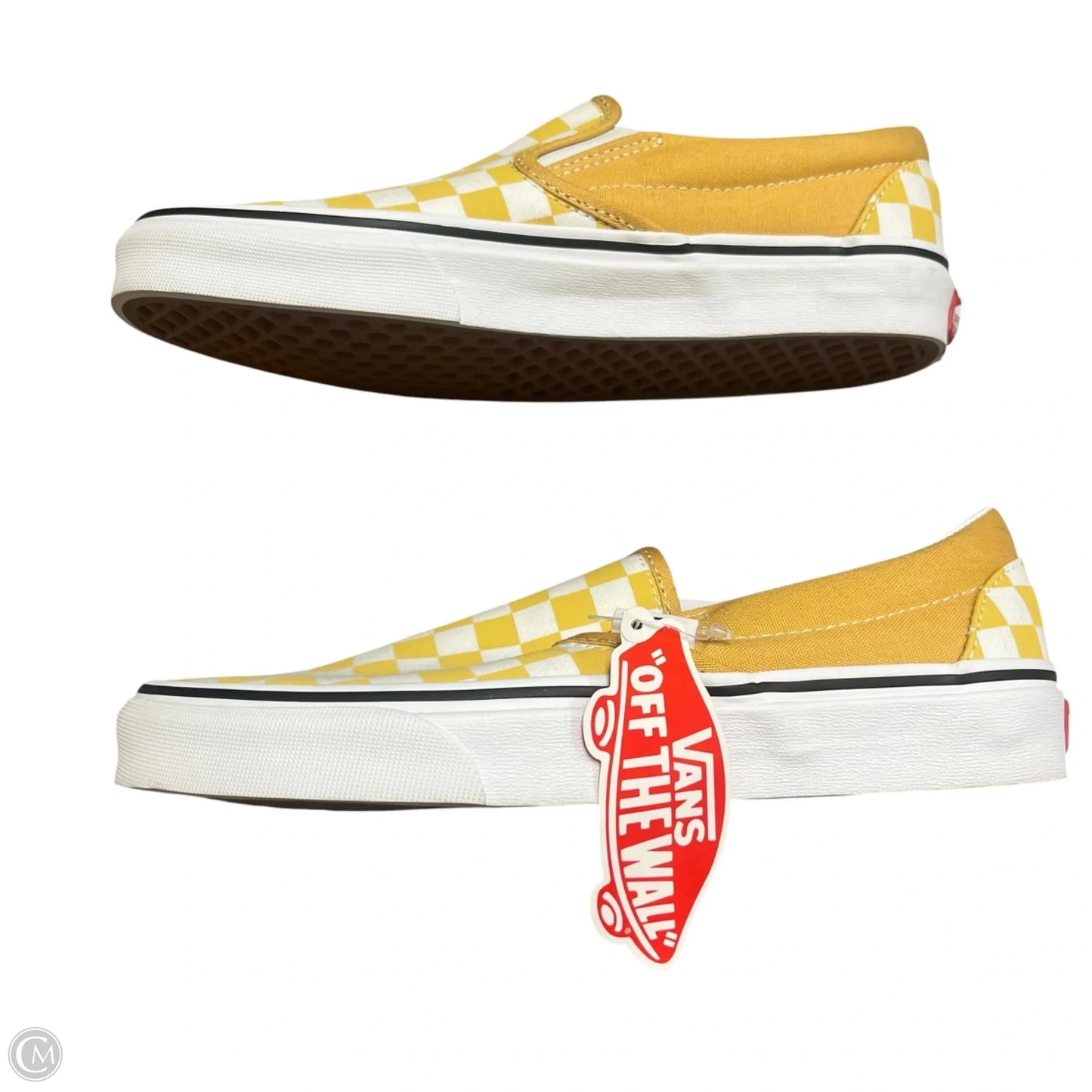 Shoes Flats By Vans In White & Yellow, Size: 8