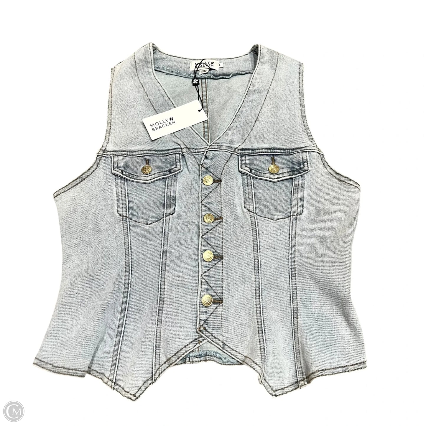 Top Sleeveless By Molly Bracken In Blue Denim, Size: Xl