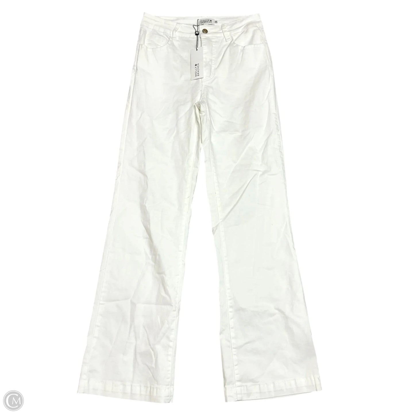 Jeans Straight By Molly Bracken In White Denim, Size: 12