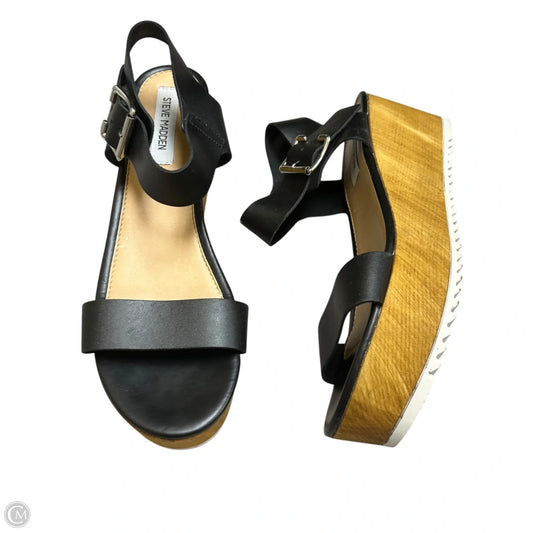 Sandals Heels Platform By Steve Madden In Black & Tan, Size: 11