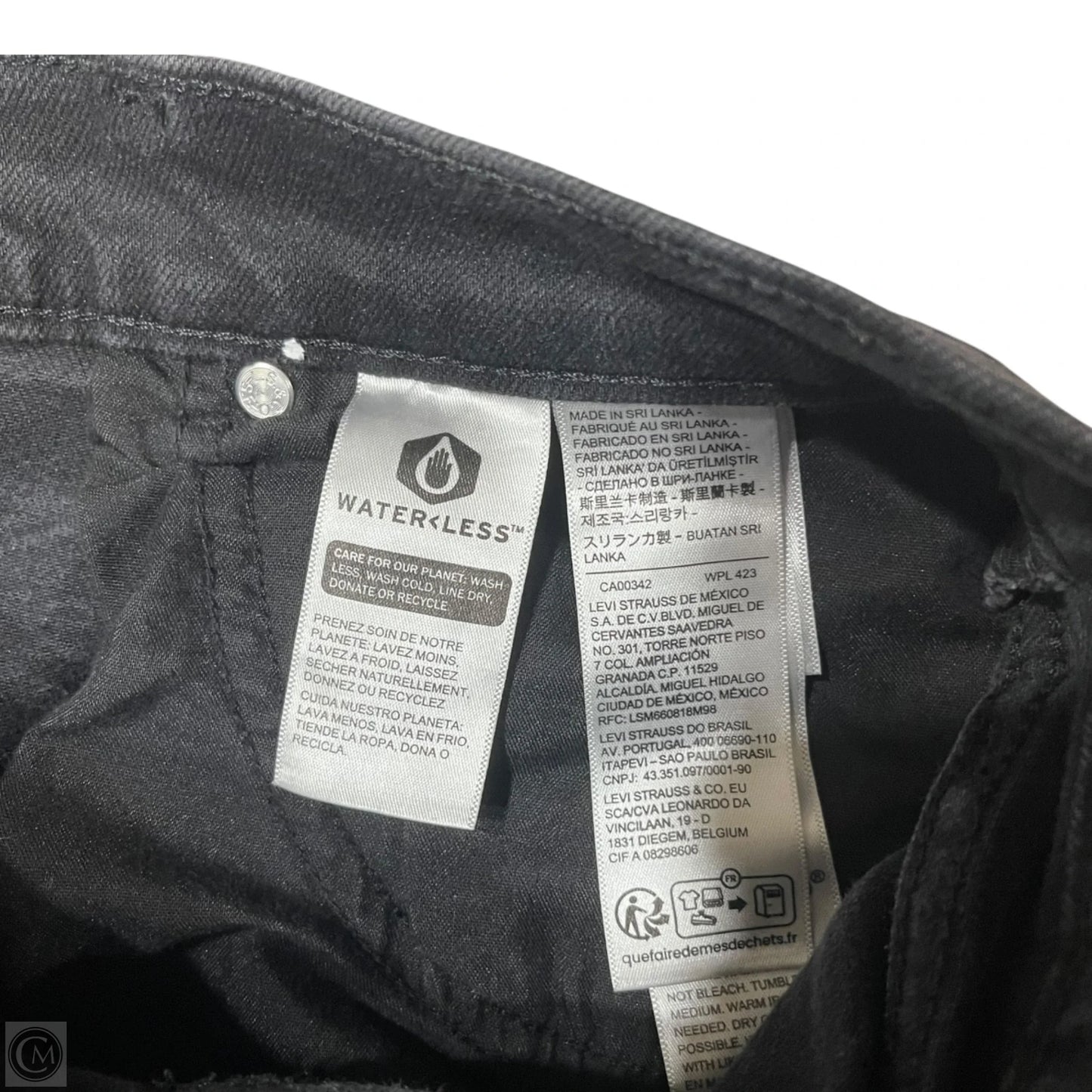 Jeans Straight By Levis In Black Denim, Size: 10
