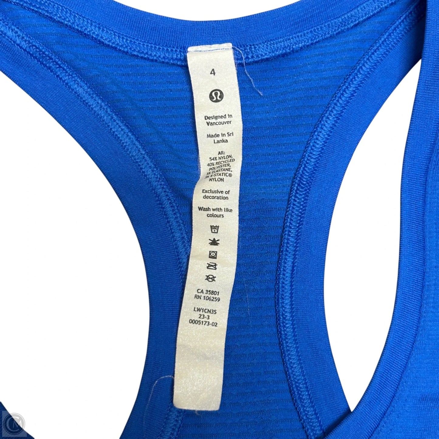 Athletic Tank Top By Lululemon In Blue, Size: 4