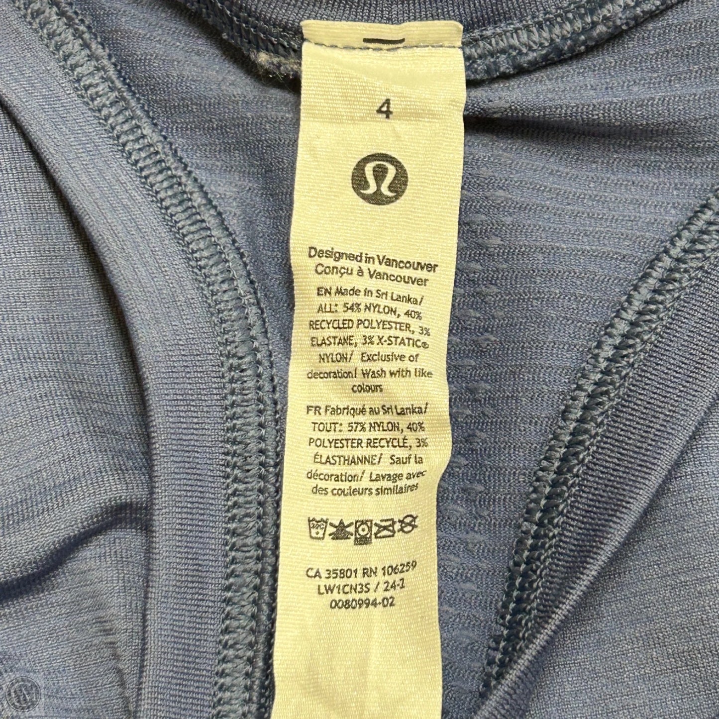 Athletic Tank Top By Lululemon In Blue, Size: 4