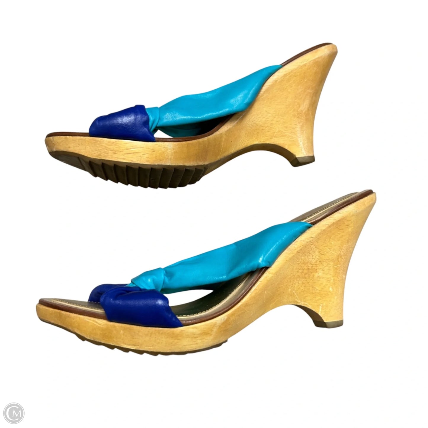 Sandals Designer By Kate Spade In Blue & Tan, Size: