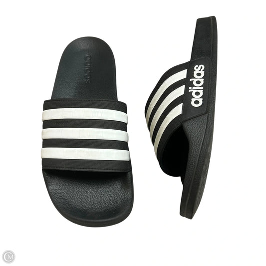Sandals Flats By Adidas In Black & White, Size: 6