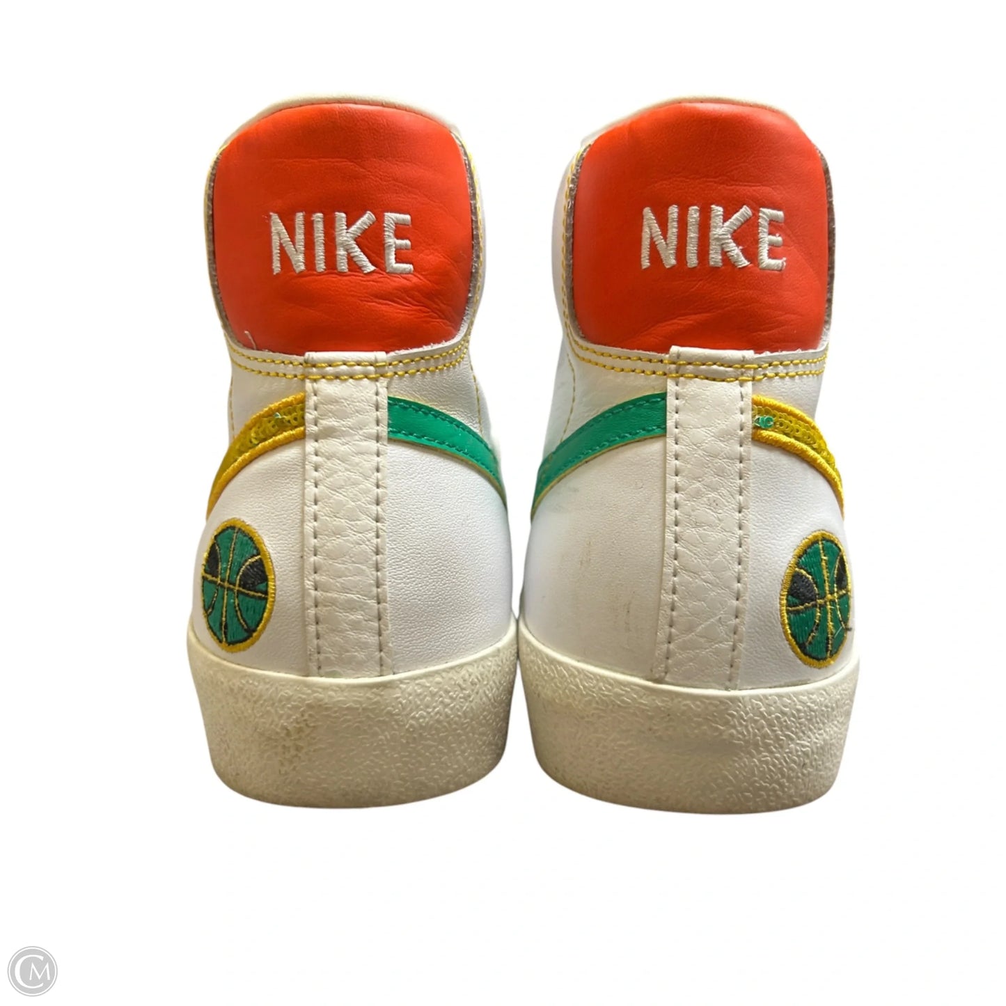 Shoes Sneakers By Nike In White & Yellow, Size: 9