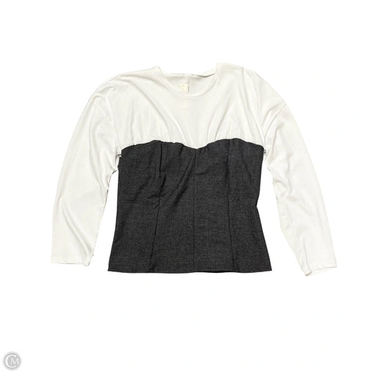 Top Long Sleeve By Maeve In Grey & White, Size: Xl