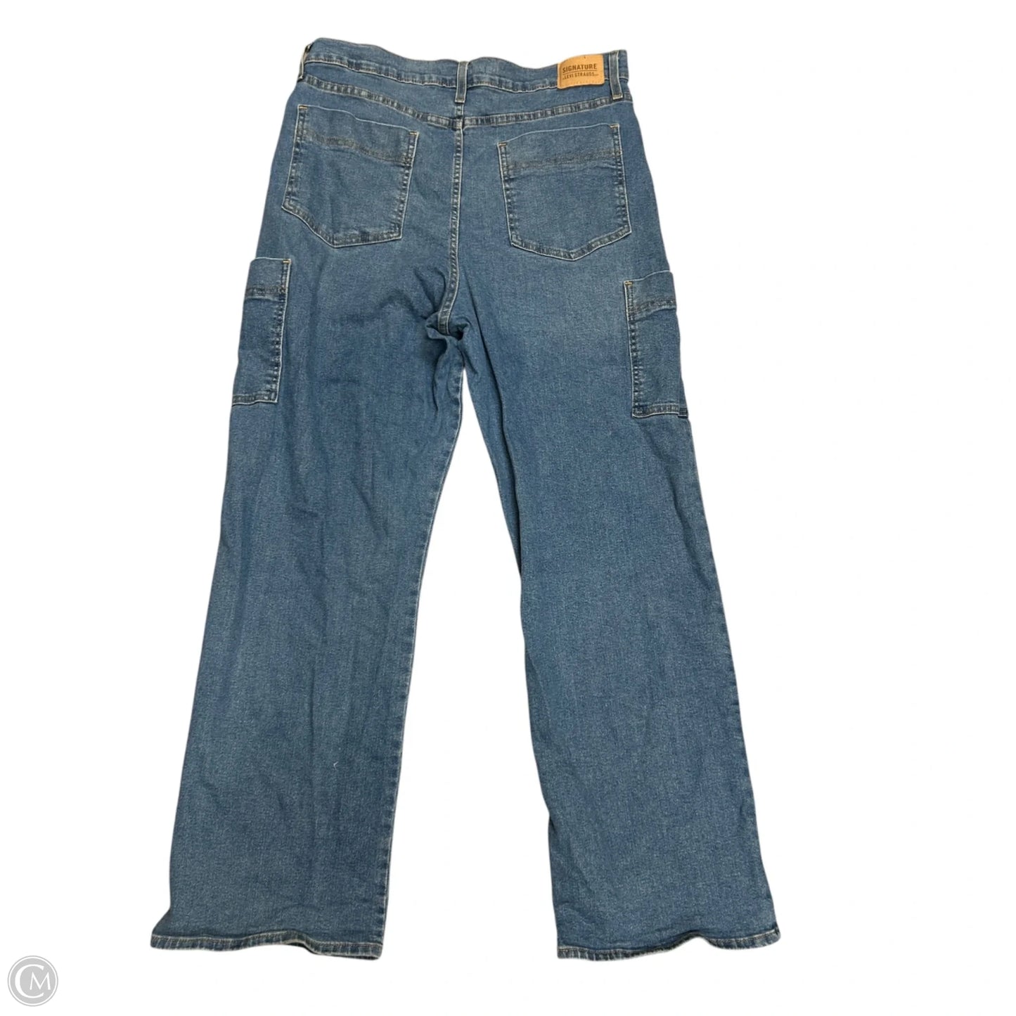 Jeans Straight By Levis Signature In Blue Denim, Size: 16