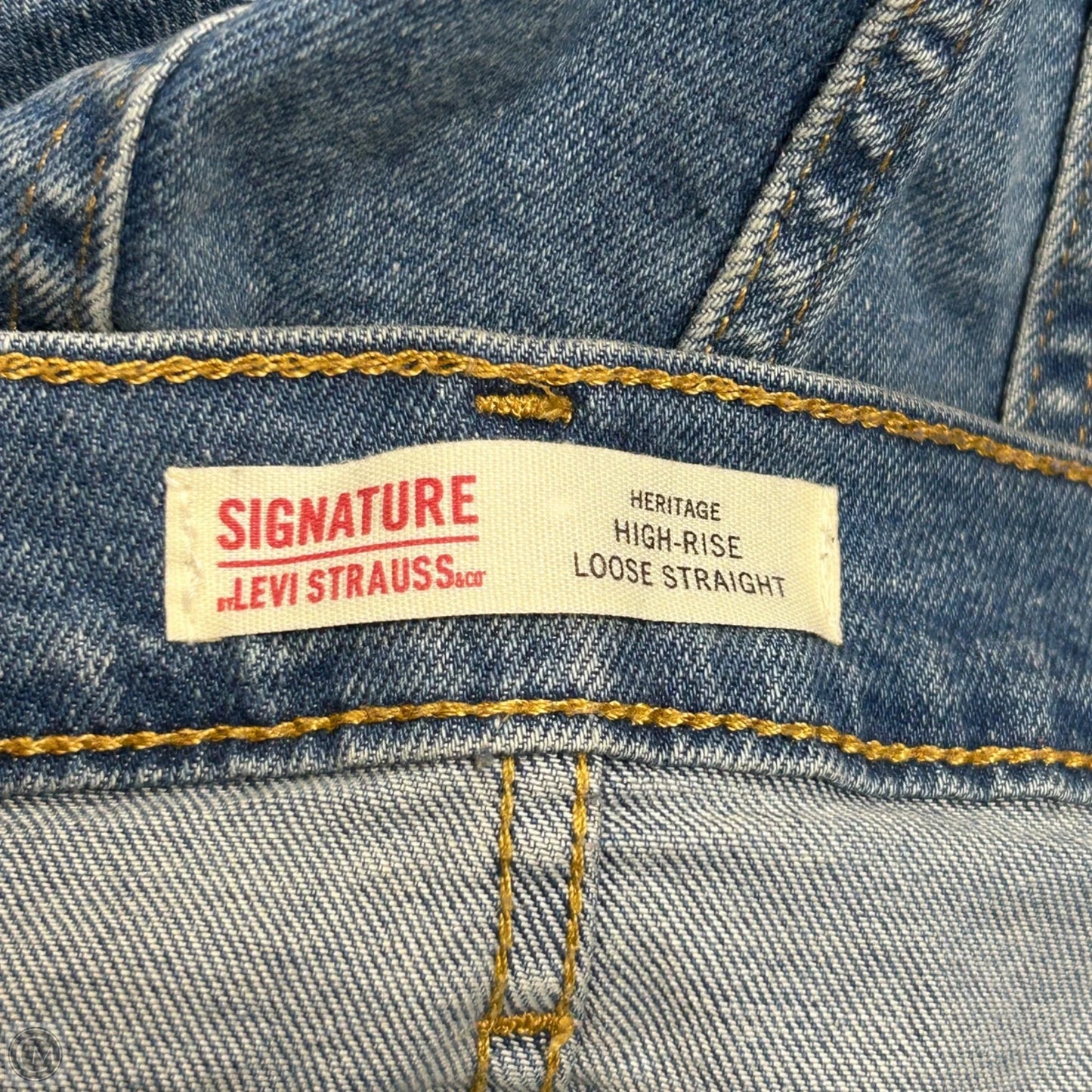 Jeans Straight By Levis Signature In Blue Denim, Size: 16