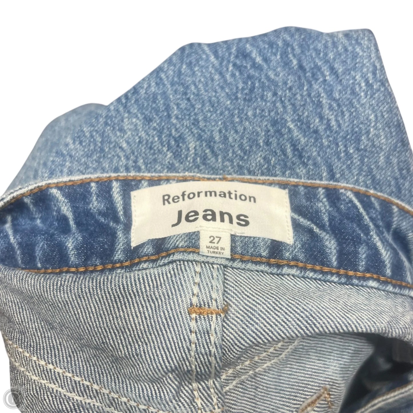 Jeans Straight By Reformation In Blue Denim, Size: 4