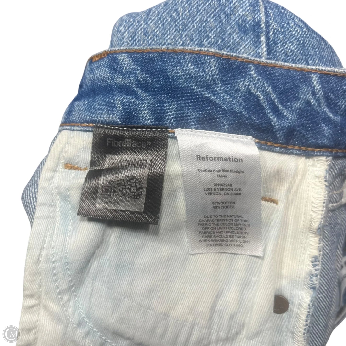 Jeans Straight By Reformation In Blue Denim, Size: 4