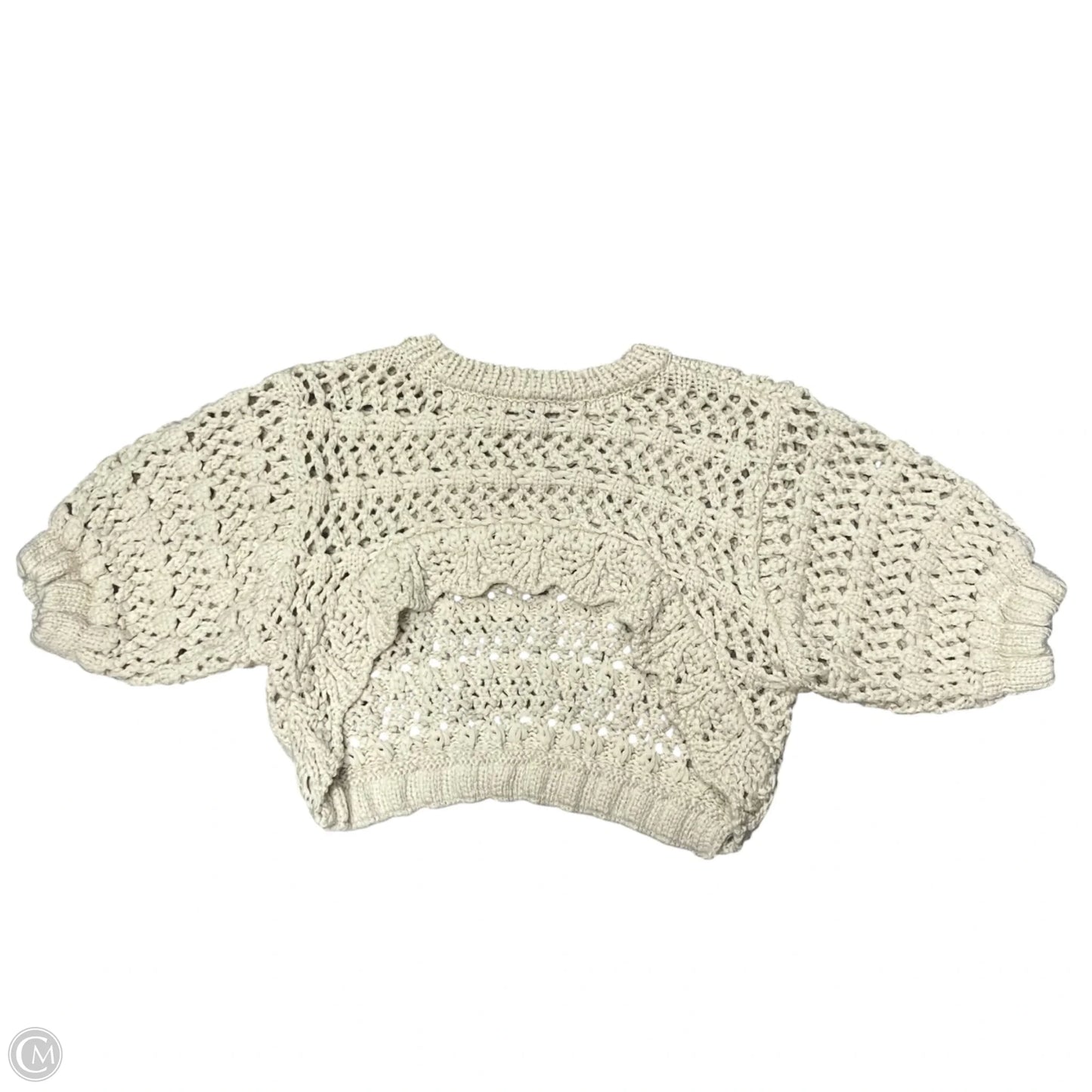 Sweater Short Sleeve By Zara In Cream, Size: M